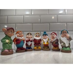 Vintage Disney Snow White  Seven 7 Dwarfs Dwarves Squeeze Toys Full Set